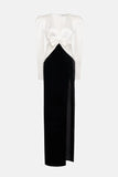 2025 release of new fashion Alessandra Rich dress in black and white dual color, high-end designer handmade long dresses