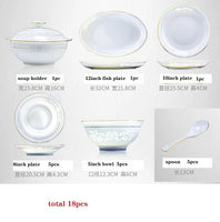 AOOKMIYA 20pcs Top Plates Ceram Dinnerware set Combination Bowls Ceramic Tableware Bone China Health