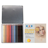 24 Cor Lápis Colorido Esboço Lápis Pele Tone Natural De Madeira Figura Pintura Retrato Hand-dreaded Oily Art SuppliesTin Box