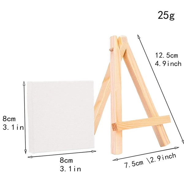 AOOKMIYA 24Pcs Artists Mini Easel +3 Inch X3 Inch Mini Canvas Set Pain