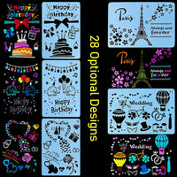 28 estênceis para diy scrapbooking cartão fazendo vários bolo/carta/estêncil flor conjunto para pintura e decoração