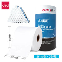 2ROLLS/Tube Deli 3143 Cash Register Paper Roll 80x80mmx56m Thermal Paper Heat Sensitive Paper For CASH Machine