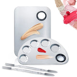 AOOKMIYA AOOKMIYA  2pcs Cosmetic Makeup Palette Premium Stainless Steel Metal Mixing Palette with 2pcs Spatula Tool for Mixing Foundation Nail Art