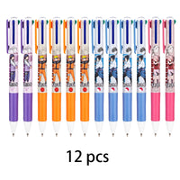 3/6/12 pcs Ballpoint Pen Anime Series Red Blue Green Orange Ink 0.7mm Stationery Office Supplies School Students Supplies