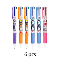 3/6/12 pcs Ballpoint Pen Anime Series Red Blue Green Orange Ink 0.7mm Stationery Office Supplies School Students Supplies