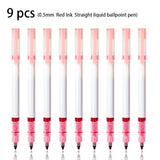 3/6/9pcs Straight Liquid Ballpoint Pen 0.5MM Black Blue Red Ink Office Signature Pen High Quality Pen Cheap Pen Stationery