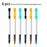 3/6/9pcs Straight Liquid Ballpoint Pen 0.5MM Black Blue Red Ink Office Signature Pen High Quality Pen Cheap Pen Stationery