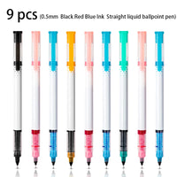 3/6/9pcs Straight Liquid Ballpoint Pen 0.5MM Black Blue Red Ink Office Signature Pen High Quality Pen Cheap Pen Stationery