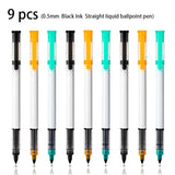 3/6/9pcs Straight Liquid Ballpoint Pen 0.5MM Black Blue Red Ink Office Signature Pen High Quality Pen Cheap Pen Stationery