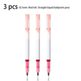 3/6/9pcs Straight Liquid Ballpoint Pen 0.5MM Black Blue Red Ink Office Signature Pen High Quality Pen Cheap Pen Stationery