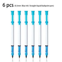 3/6/9pcs Straight Liquid Ballpoint Pen 0.5MM Black Blue Red Ink Office Signature Pen High Quality Pen Cheap Pen Stationery