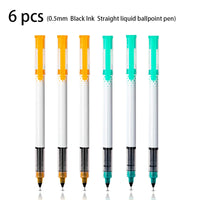 3/6/9pcs Straight Liquid Ballpoint Pen 0.5MM Black Blue Red Ink Office Signature Pen High Quality Pen Cheap Pen Stationery