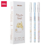 3 Pcs Deli Pokemon Erasable Gel Pen 0.5mm Cute Pikachu Kids Gel Ink Pens Kawaii School Supplies Student Stationery Girls Gift