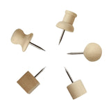 30 Pcs Creative Wooden Push Pin Set Paper Photo Memo Document Steel Tack Postcard Push Pin for Home DIY Photo Wall