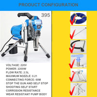 AOOKMIYA 3000W Electric High Pressure Airless Spraying Machine Internal-feed Painting Tool Airless Spray Gun 495/395 3L Large Flow