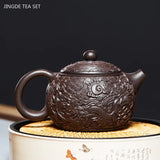 300ml Yixing Handmade Purple Clay Tea Pot Raw Ore Black Gold Sand Xishi Kettle Master Authentic Zisha Teapot Household Teaware