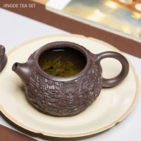 300ml Yixing Handmade Purple Clay Tea Pot Raw Ore Black Gold Sand Xishi Kettle Master Authentic Zisha Teapot Household Teaware