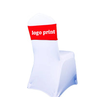 300pcs Digital Print Company Logo Design Advertising Fabric Spandex Chair Band Sashes For Party Hotel Wedding Event Decoration