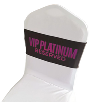 300pcs Digital Print Company Logo Design Advertising Fabric Spandex Chair Band Sashes For Party Hotel Wedding Event Decoration