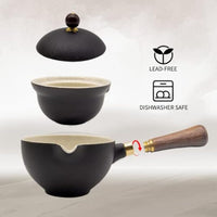 AOOKMIYA  Porcelain Chinese Gongfu Tea Set,Portable Teapot Set with 360 Rotation Tea maker and Infuser,Portable All in One Gift Bag for Travel,Home,Gifting,Outdoor and Office (Black)