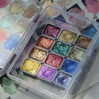AOOKMIYA 36 Color Nail Solid Pigment Nail Art Decor Watercolor Manicure Metallic Paint Draw Chrome Glitter Powder Flowers Nails Set