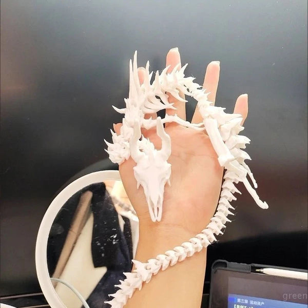 3D Printed Dragon Skeleton Model Full Body Movable Joint Skull Dragon Ornaments Creative Desktop Decoration Collection Gifts