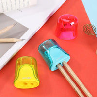 3PCS/Set  DELI Pencil Sharpener 2 Hole Comfortable Touch Grip school Shapeners Cutter Kids Stationery