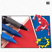 3Pcs A669 DELI Justice League DC Press Erasable Neutral Pen 0.5mm Gel Pens Black Blue Ink Supplies School Office St