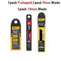 3Pcs/Set Deli Home Retractable Utility Knife 9/18mm Premium Sharp Blades Box Cutter Wallpaper Express Box Opening нож Art Suppli