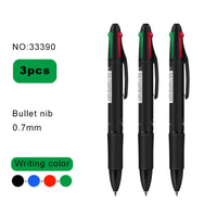 3pcs/12pcs Deli 4 In 1 Colorful Ballpoint Pen Blue Black Red Green Multicolor Ball Pens 0.7mm Ink Refill School Office Supplies