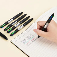 3pcs/12pcs Deli 4 In 1 Colorful Ballpoint Pen Blue Black Red Green Multicolor Ball Pens 0.7mm Ink Refill School Office Supplies