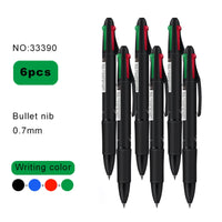 3pcs/12pcs Deli 4 In 1 Colorful Ballpoint Pen Blue Black Red Green Multicolor Ball Pens 0.7mm Ink Refill School Office Supplies