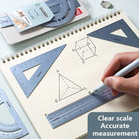 4 in 1 Deli Metal Ruler Stationery Set Aluminum Alloy Multifunctional Combination Ruler Triangle Protractor Alloy Drawing