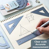 4 in 1 Deli Metal Ruler Stationery Set Aluminum Alloy Multifunctional Combination Ruler Triangle Protractor Alloy Drawing