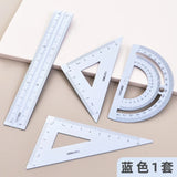 4 in 1 Deli Metal Ruler Stationery Set Aluminum Alloy Multifunctional Combination Ruler Triangle Protractor Alloy Drawing