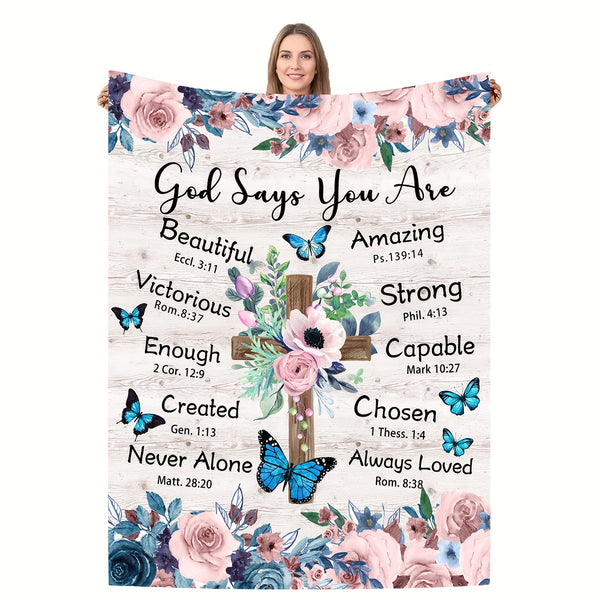 1pc Soft and Comfortable Creative Flower Cross Print Blanket for All Seasons - Perfect for Travel, Sofa, Bed, Office, and Home Decor - Ideal Birthday Gift for Boys, Girls, and Adults