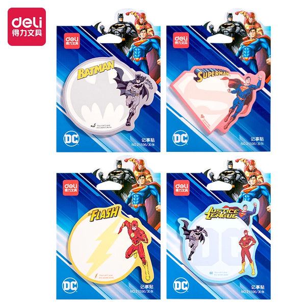 4Pcs DEL 21596 Justice League DC Cartoon Sticky Notes Creative Post Notepad Office Supplies Schoo