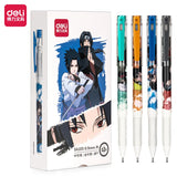 4Pcs Deli SA103 Naruto Quick Dry Student Neutral Pen 0.5mm Full Needle Tube Black Ink Supplies School Office Stationery
