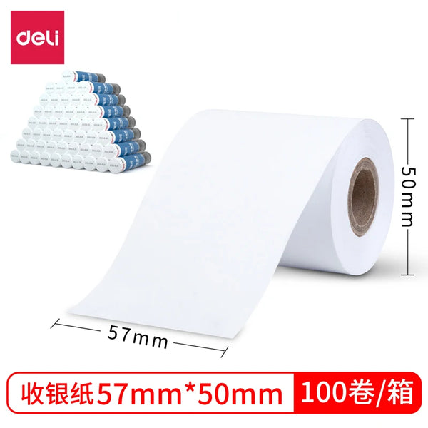 4ROLLS/Tube Deli 3141 Cash Register Paper Roll 50x57mmx18m Thermal Paper Heat Sensitive Paper For POS CASH Machine