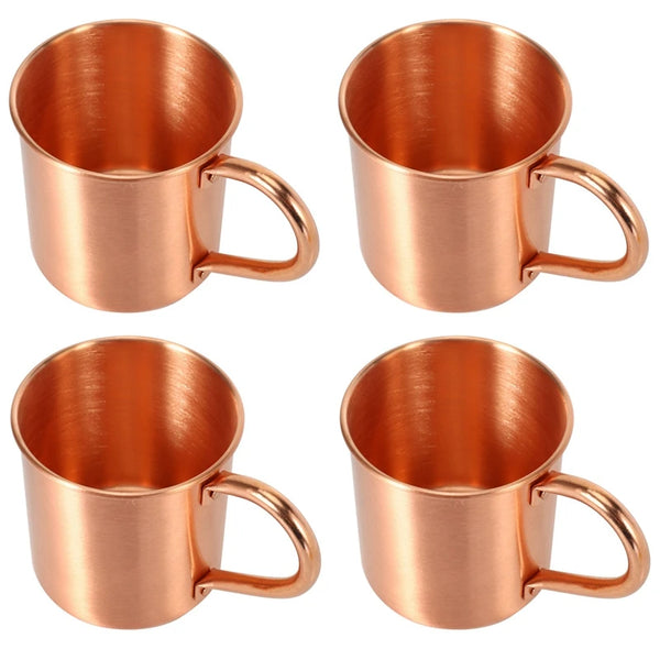 4X Pure Copper Moscow Mule Mug Solid Smooth Without Inside Liner For Cocktail Coffee Beer Milk Water Cup Home Drinkware