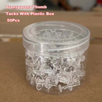 50/100Pcs Push Pins Transparent Thumb Tacks With Plastic Box Home Office School Craft Projects Cork Board Photo Wall Bulletin