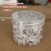 50/100Pcs Push Pins Transparent Thumb Tacks With Plastic Box Home Office School Craft Projects Cork Board Photo Wall Bulletin