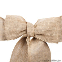 50PCS Natural Hessian Burlap Chair Sashes Rustic Burlap Chair Bow  for Wedding Events Banquet Decoration