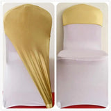 50pcs/100pcs Metallic Gold Spandex Stretch Chair Caps Elastic Chair Hood Wedding Chair Sash Bow Bands Party Event Decoration