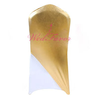 50pcs/100pcs Metallic Gold Spandex Stretch Chair Caps Elastic Chair Hood Wedding Chair Sash Bow Bands Party Event Decoration