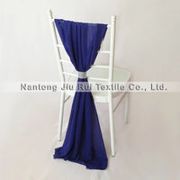 50pcs Free Shipping Chiffon Chair Sashes Yellow/Wine/Blue/Purple/Pink Chair Sashes For Wedding Chiavari Chair Decoration