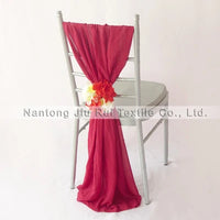 50pcs Free Shipping Chiffon Chair Sashes Yellow/Wine/Blue/Purple/Pink Chair Sashes For Wedding Chiavari Chair Decoration