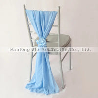 50pcs Free Shipping Chiffon Chair Sashes Yellow/Wine/Blue/Purple/Pink Chair Sashes For Wedding Chiavari Chair Decoration