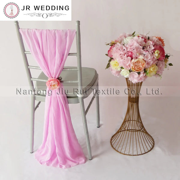 50pcs Free Shipping Chiffon Chair Sashes Yellow/Wine/Blue/Purple/Pink Chair Sashes For Wedding Chiavari Chair Decoration