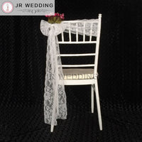 50pcs Free Shipping White Lace Chair Sashes  Flower 275cm For Wedding Party Decoration